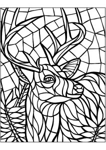 Stag in a stained glass window