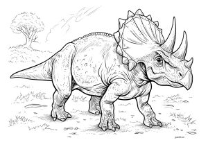 Triceratops in a forest