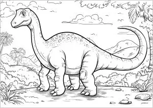 Pretty Diplodocus in a forest