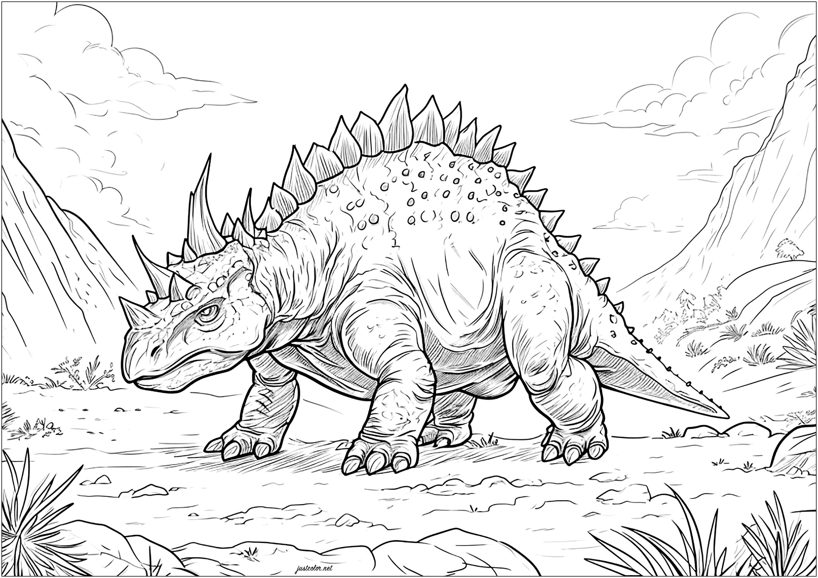 Beautiful Stegosaurus to color