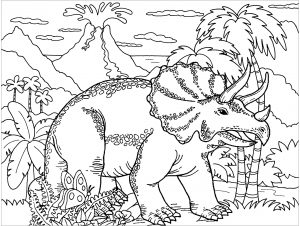 One of the most impressive Dinosaurs : the Triceratops ! (Coloring Page)
