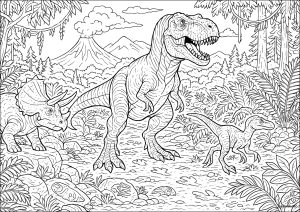 Prehistoric Kingdoms: Tyrannosaurus Rex, Triceratops, and Velociraptors