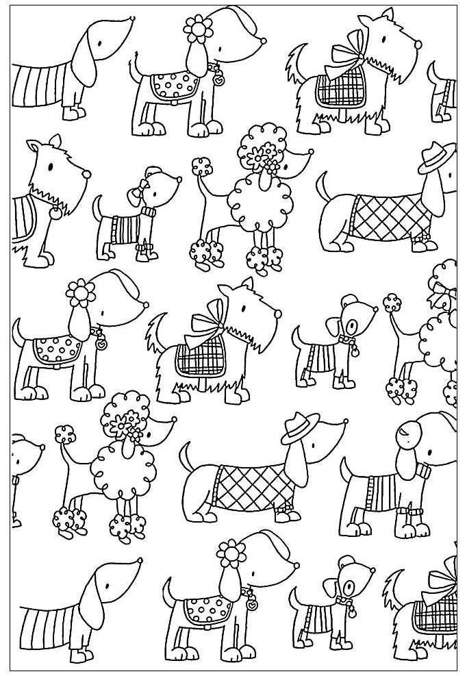 Coloring adult difficult dogs elegants