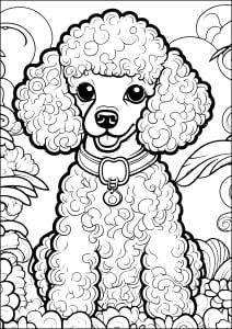 Young poodle with cute curls (Dog Coloring Page)