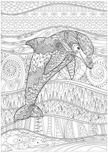 Coloring page happy dolphin