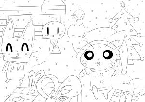 Coloring page adult christmas in cartoon world