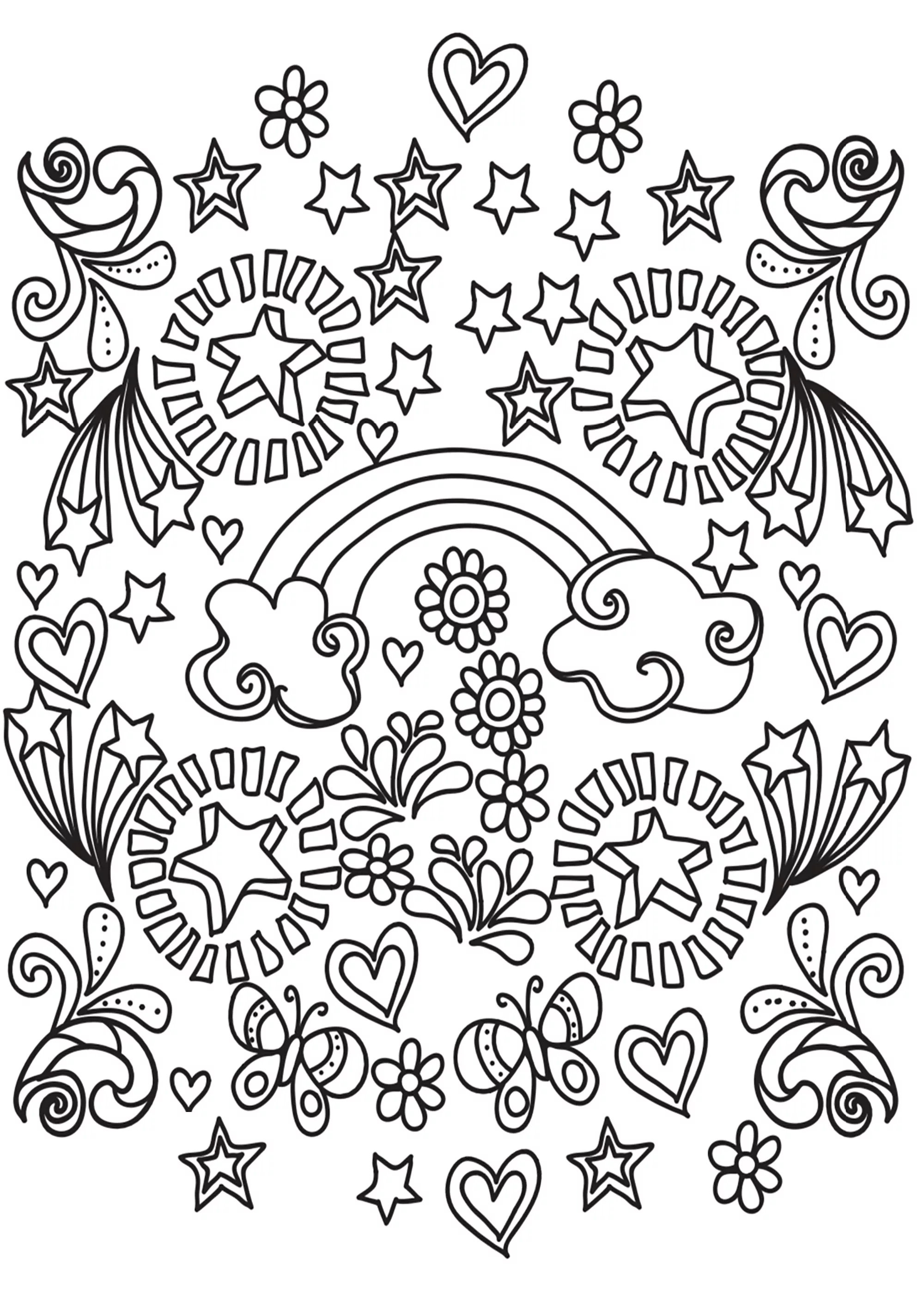 Doodle "joie de vivre (Printable Doodle Art / Doodling Coloring Page for adults)