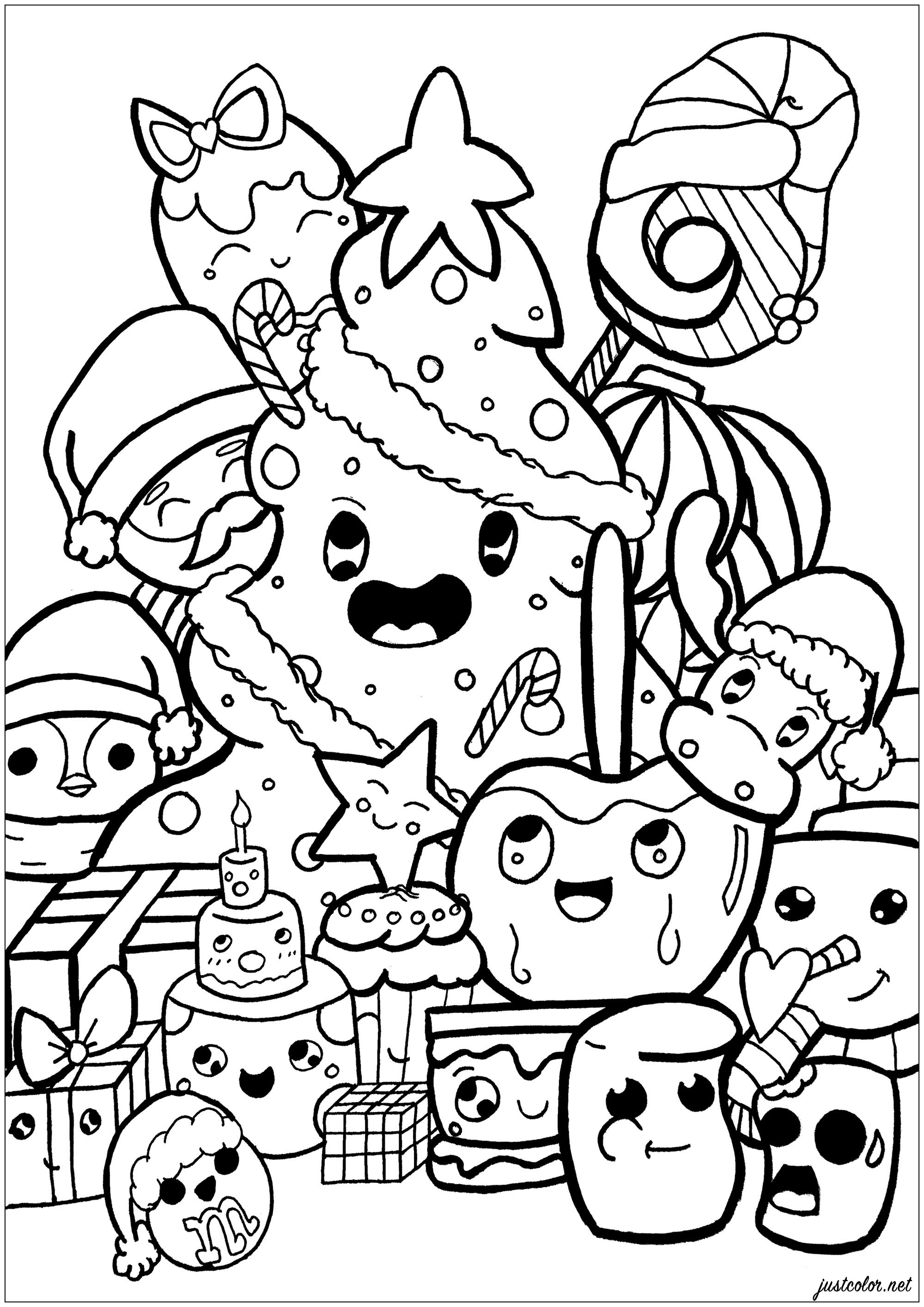 Funny Christmas creatures in a very original Doodle, Artist : Gamma