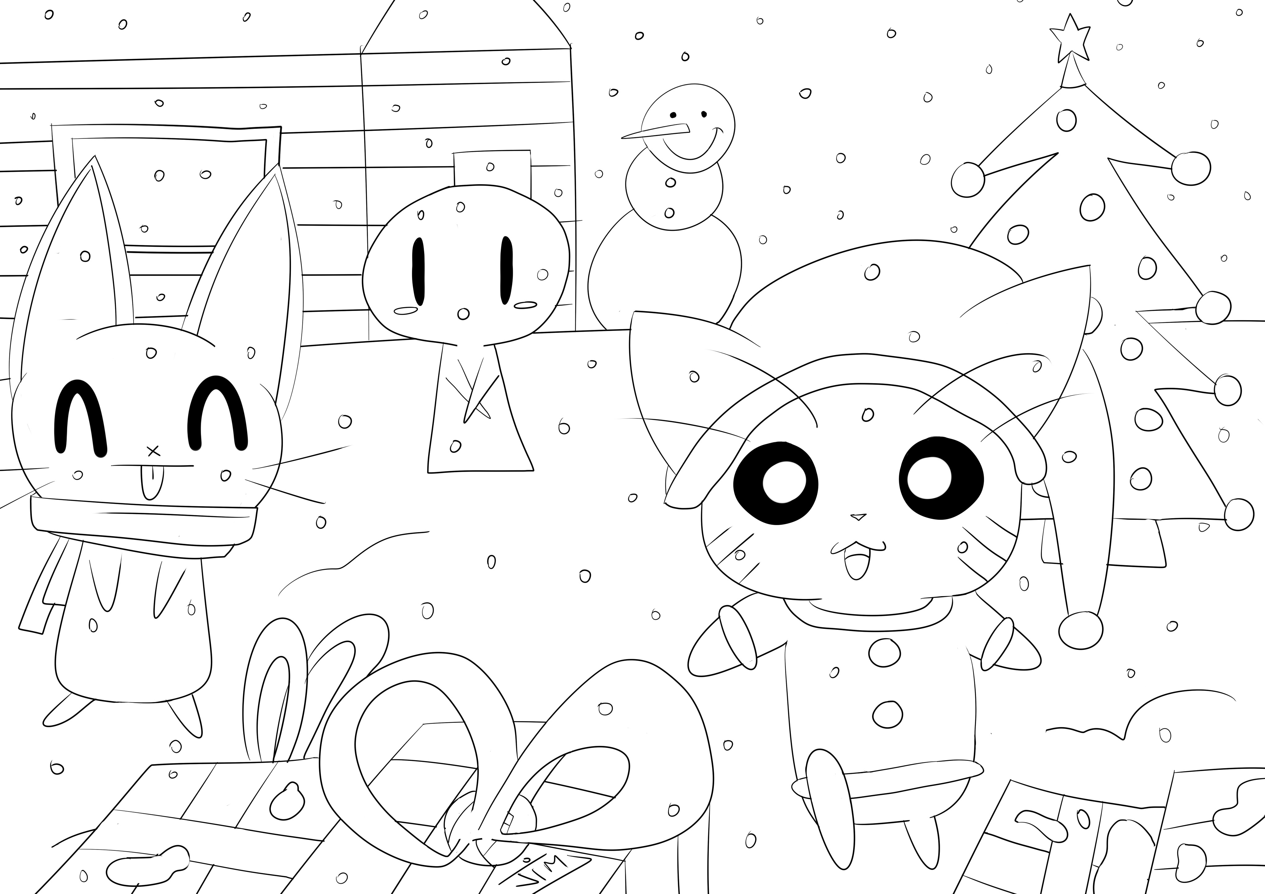 coloring page adult christmas in cartoon world