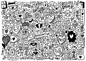 Coloring page doodle love valentine s day