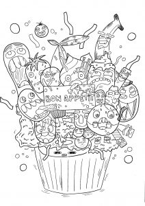 Adult Coloring Page in Doodle Style Graphic by ekradesign