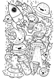 Doodle inspired by space (Doodle Art / Doodling Coloring Page)