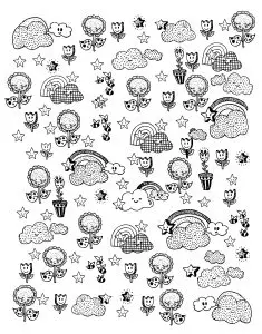 Printable Cloud complex coloring sheets for adults