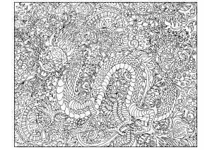 Winding dragon amidst arabesques