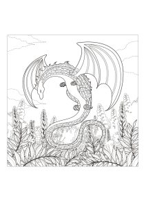 Dragon coloring page with many details