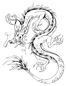 Coloring page dragon asian style