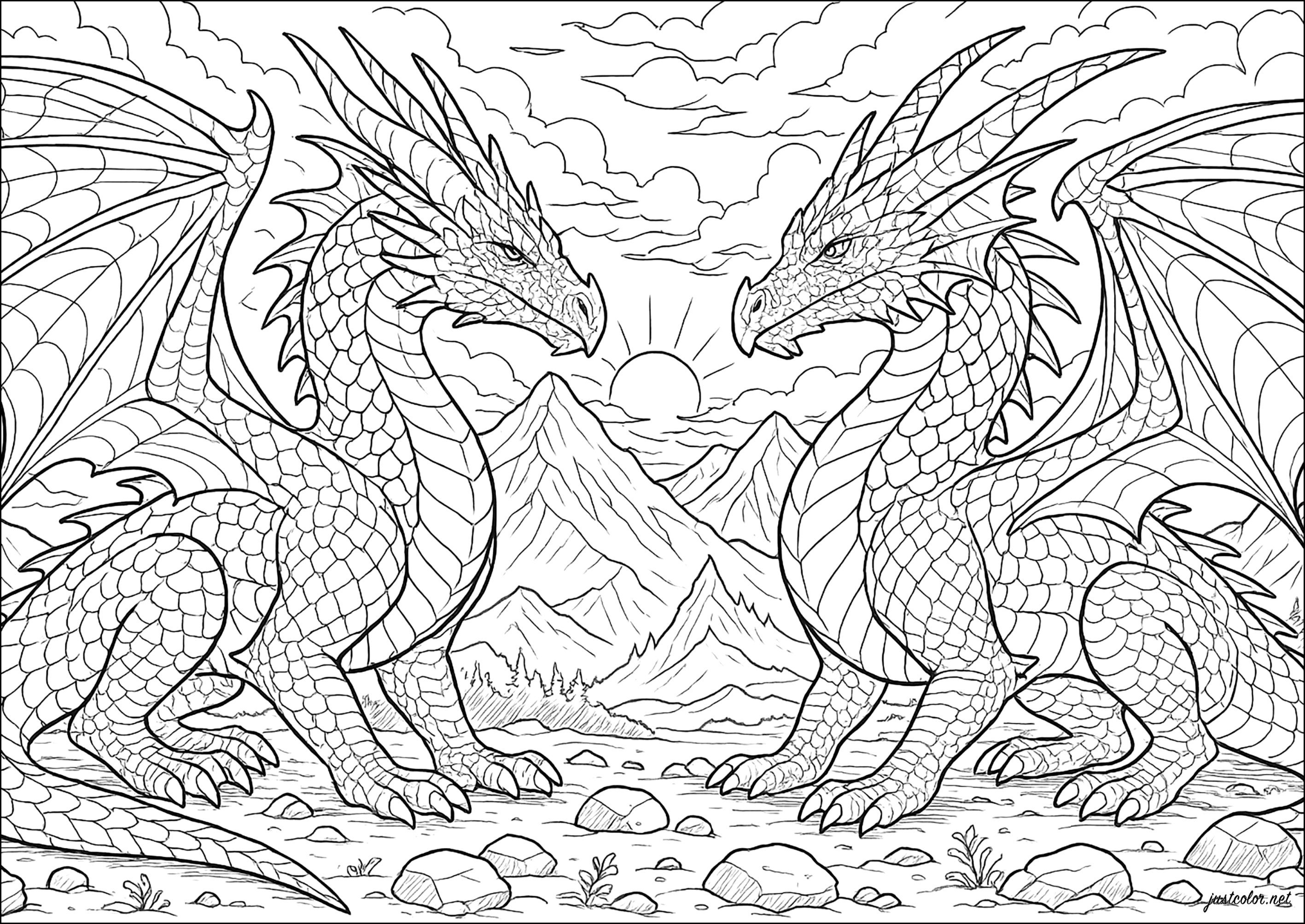 Dragons-47381 (Printable Coloring Page for adults)