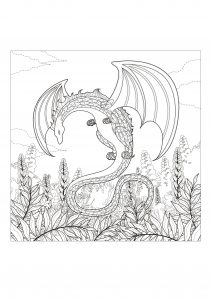 Coloring page adults monster dragon