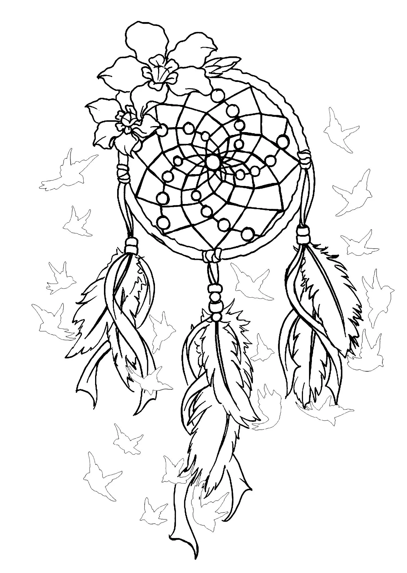 Dreamcatcher to print - 2 (Printable Coloring Page for adults)
