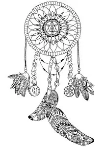 Bohemian dreamcatcher with decorated feathers