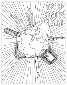 Coloring page adult earth day monuments by allan 1