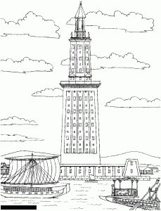Coloring adult egypt lighthouse of alexandria