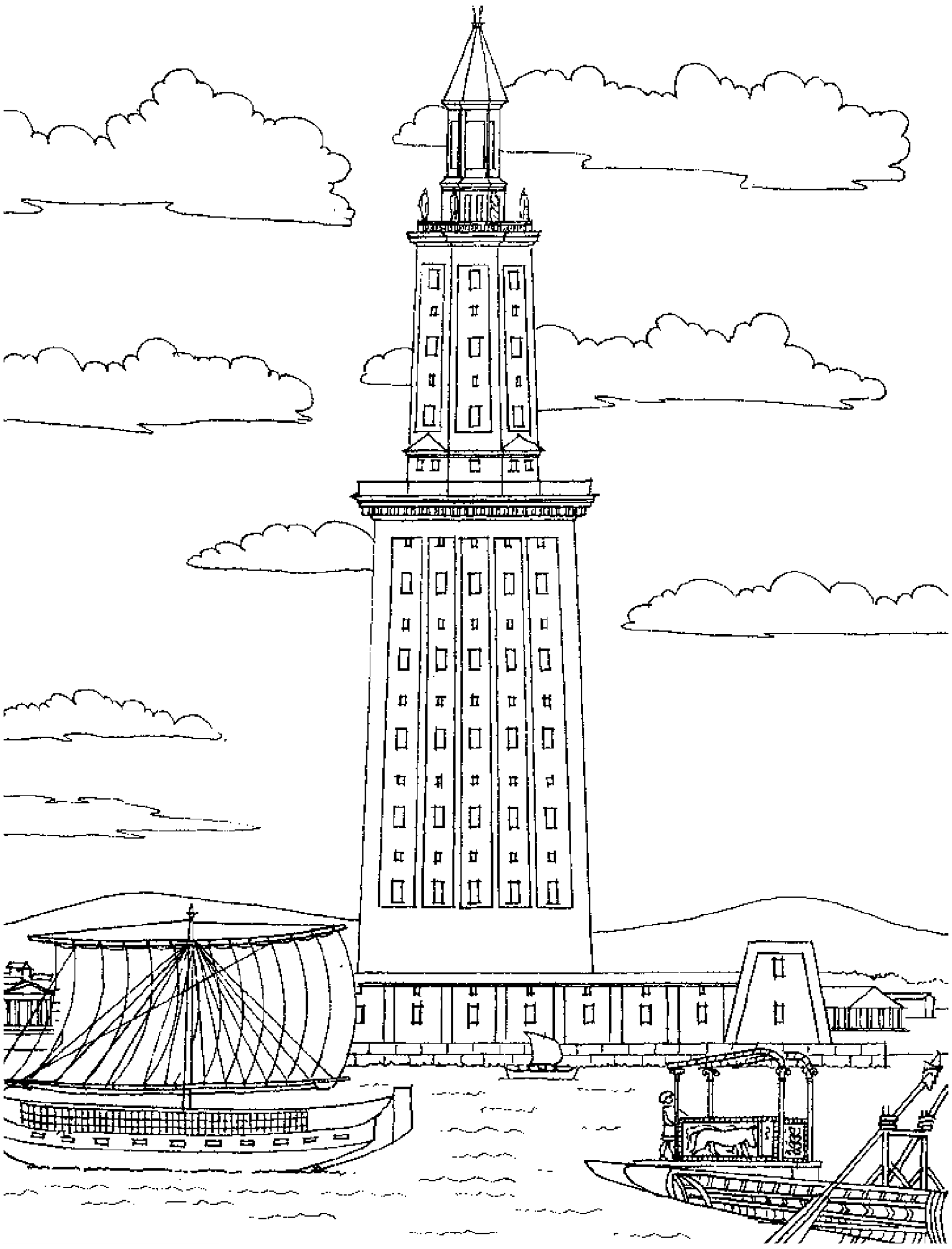 Download Egypt lighthouse of alexandria - Egypt Adult Coloring Pages