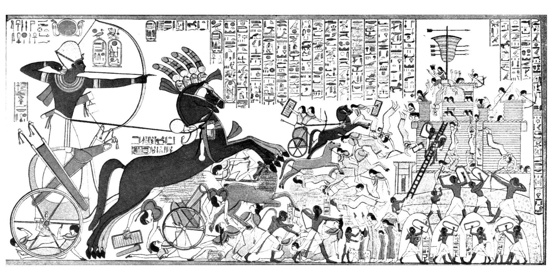 Egyptian mural painting representing an assault