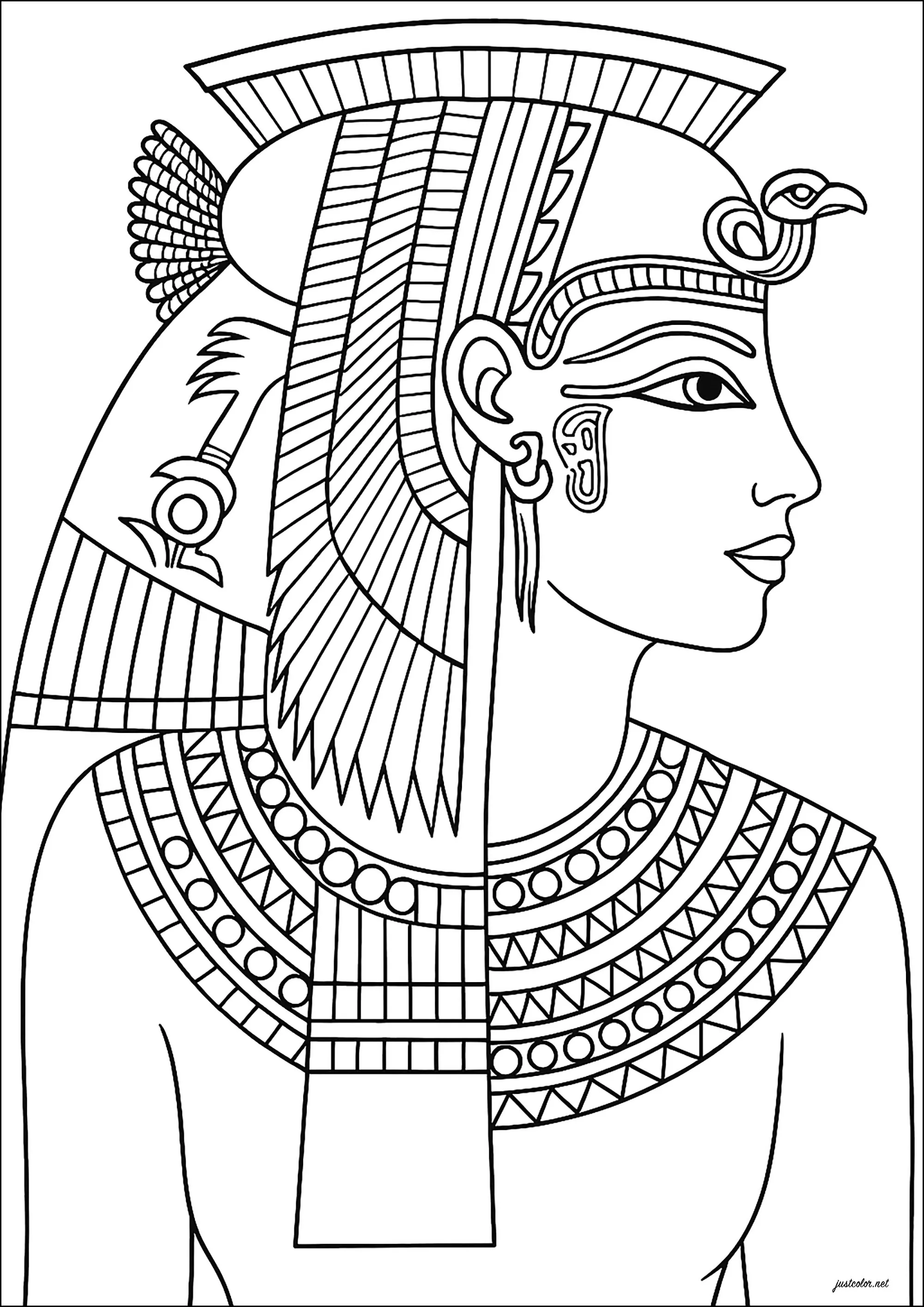 Ancient Egyptian woman (Printable Egypt & Hieroglyph Coloring Page for adults)