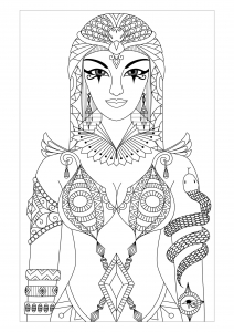 Coloring adult egypt cleopatra queen by bimdeedee