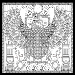 Coloring adult egypt eagle egyptian style with symbols by kchung