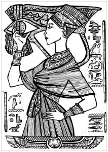 Cleopatra, Queen of Egypt (Egypt & Hieroglyph Coloring Page)