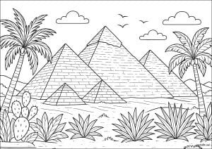 Journey to the heart of the ancient pyramids. The three largest and most famous pyramids in Egypt, those of Khéops, Khéphren and Mykérinos, are located on the Gizeh necropolis.
It's up to you to color them in the colors of Egypt. Journey To The Heart Of Egypt's Pyramids