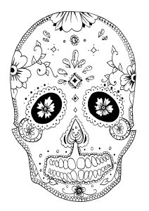 Coloring page adults skull details 2 rachel