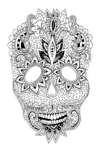 Coloring page adults skull details rachel