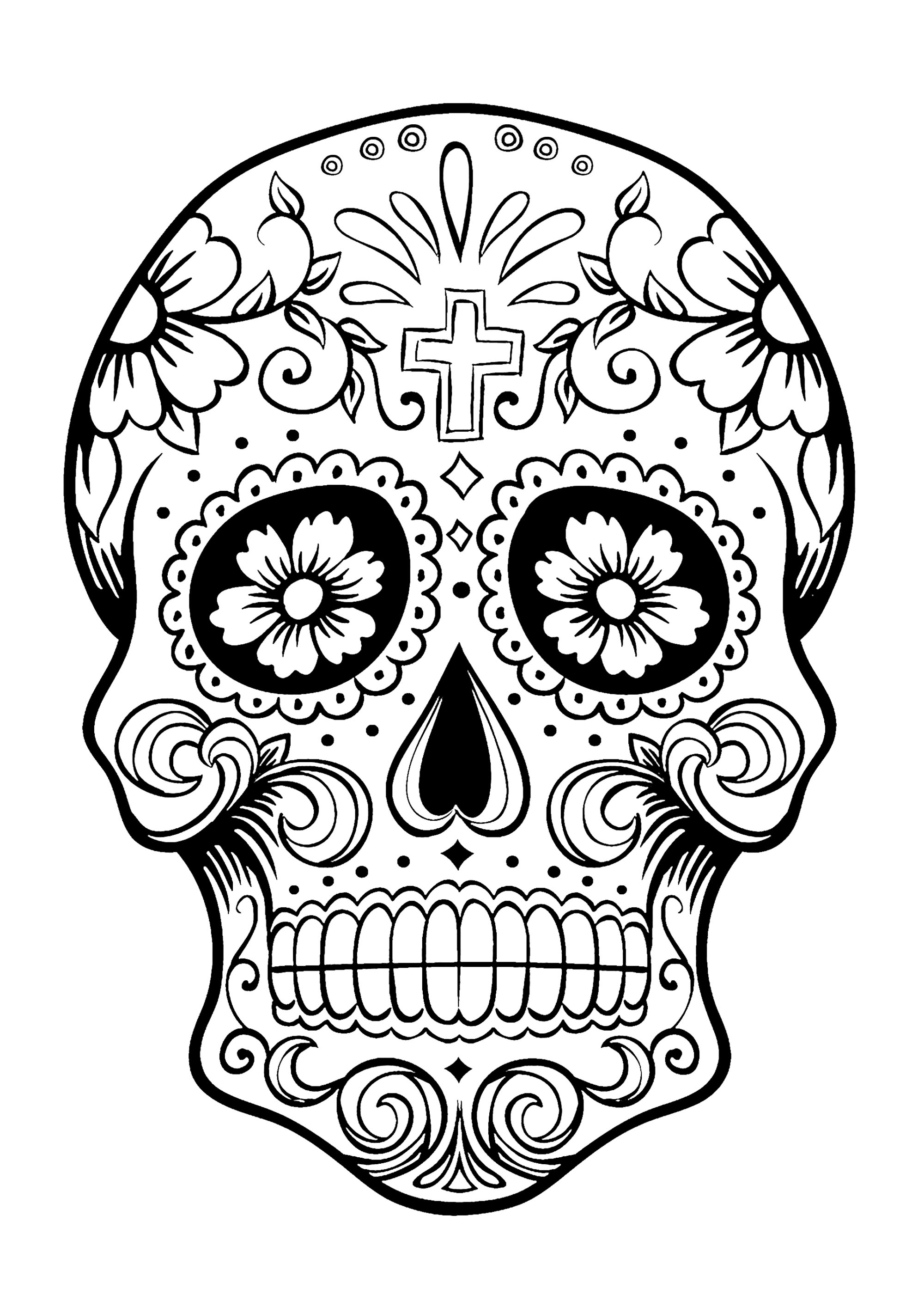 El Día de los Muertos / Day of the dead coloring page : Skull - 3, Artist : Art. Isabelle