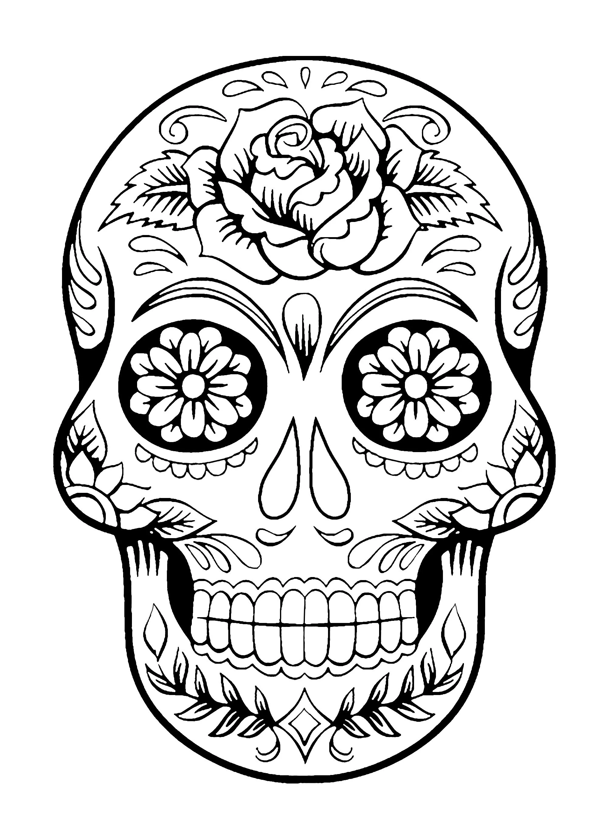 El dia de los muertos - 4 (Printable Images tagged "sugar-skull" Coloring Page for adults)