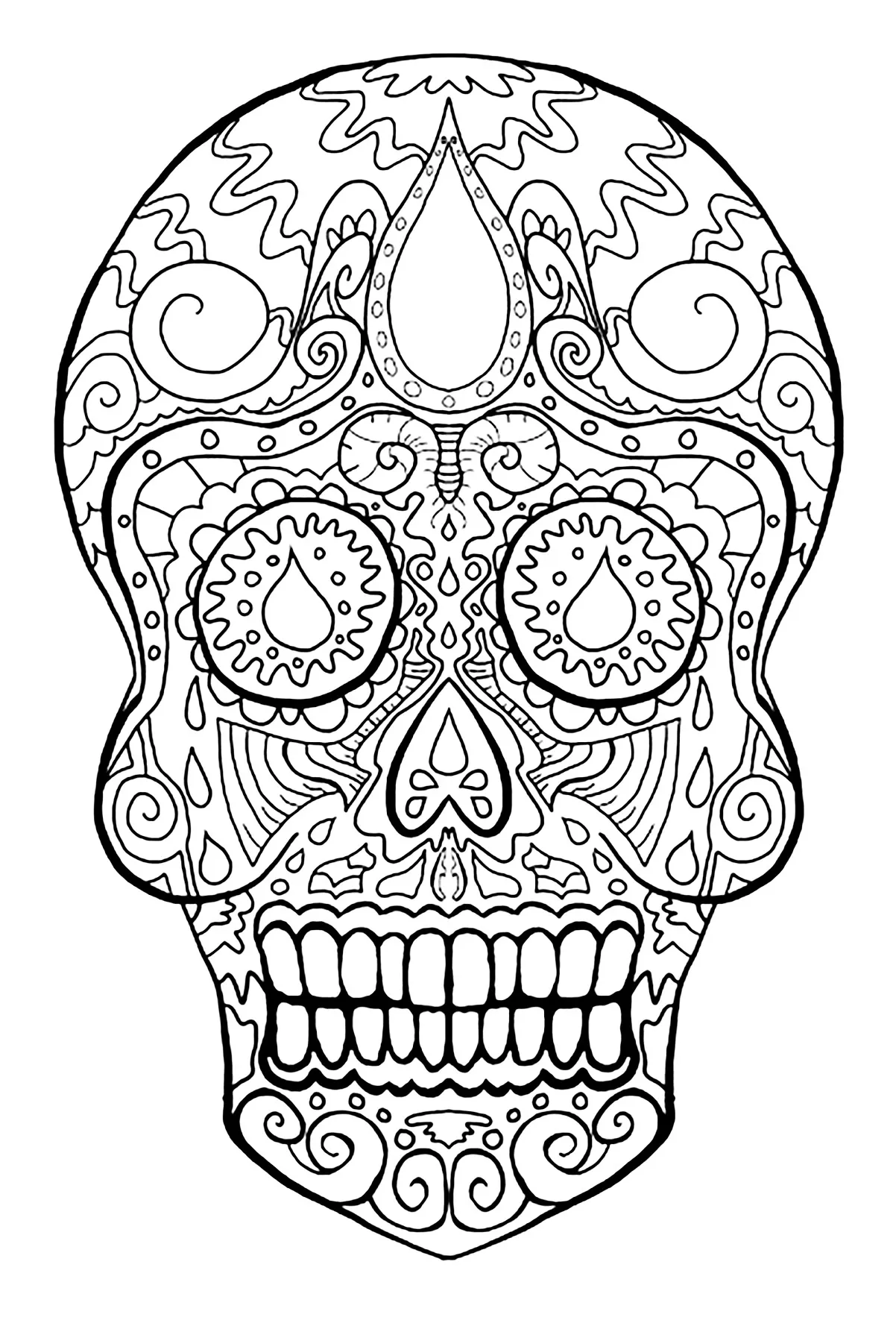Crâne "Day of the Dead". (Printable Images tagged "skull" Coloring Page for adults)