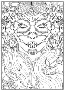Coloring page adult day of the dead