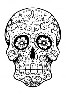 El Día de los Muertos / Day of the dead coloring page : Skull - 3