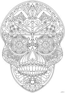 Skull decorated with numerous intricate patterns Skull decorated with numerous intricate patterns