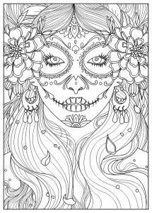 Day of the Dead make-up coloring page