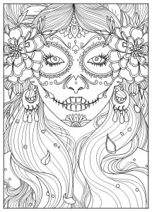 Day of the Dead make-up coloring page