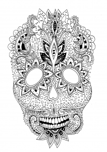 Coloring page adults skull details rachel