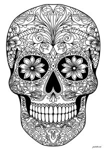 Día de los muertos skull   intricate, elegant designs