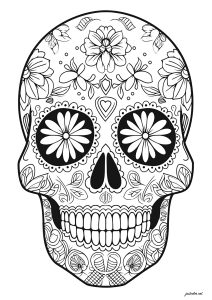 Día de los muertos skull   intricate floral motifs