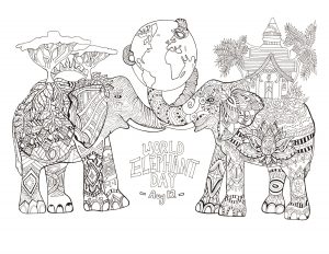Coloring page world elephant day