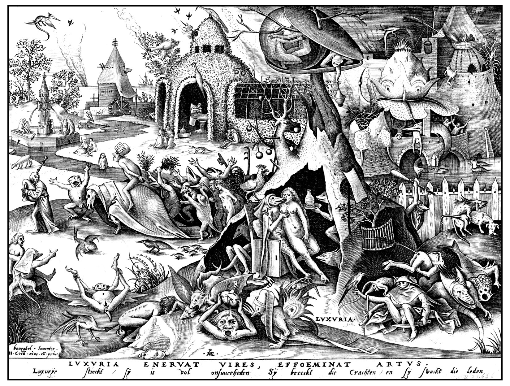 Luxuria, engraving by Pieter Bruegel, 1558