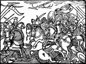 Coloring page engraving knights 1620