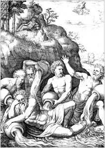 Rivers Coming To Console Peneus For The Rape Of His Daughter By Apollo